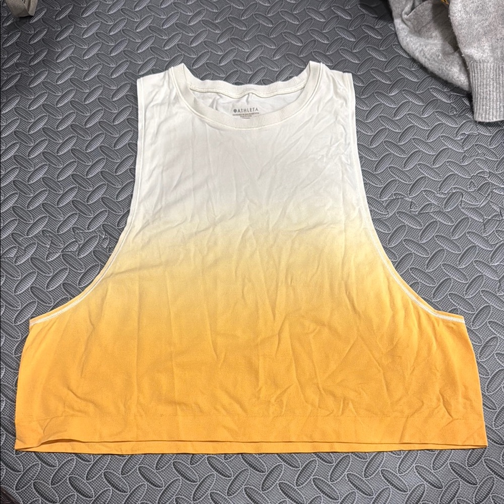 Athleta Yellow and White Muscle Tee